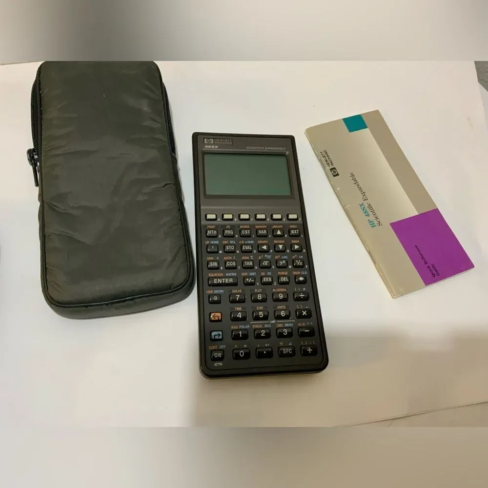 Vintage Hewlett Packard HP 48SX Graphing Calculator HP soft case and manual